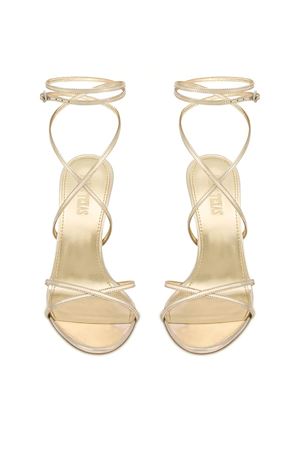 Lace-up sandals in gold mirror-effect leather PARIS TEXAS | PX1140XNPMRGOLD